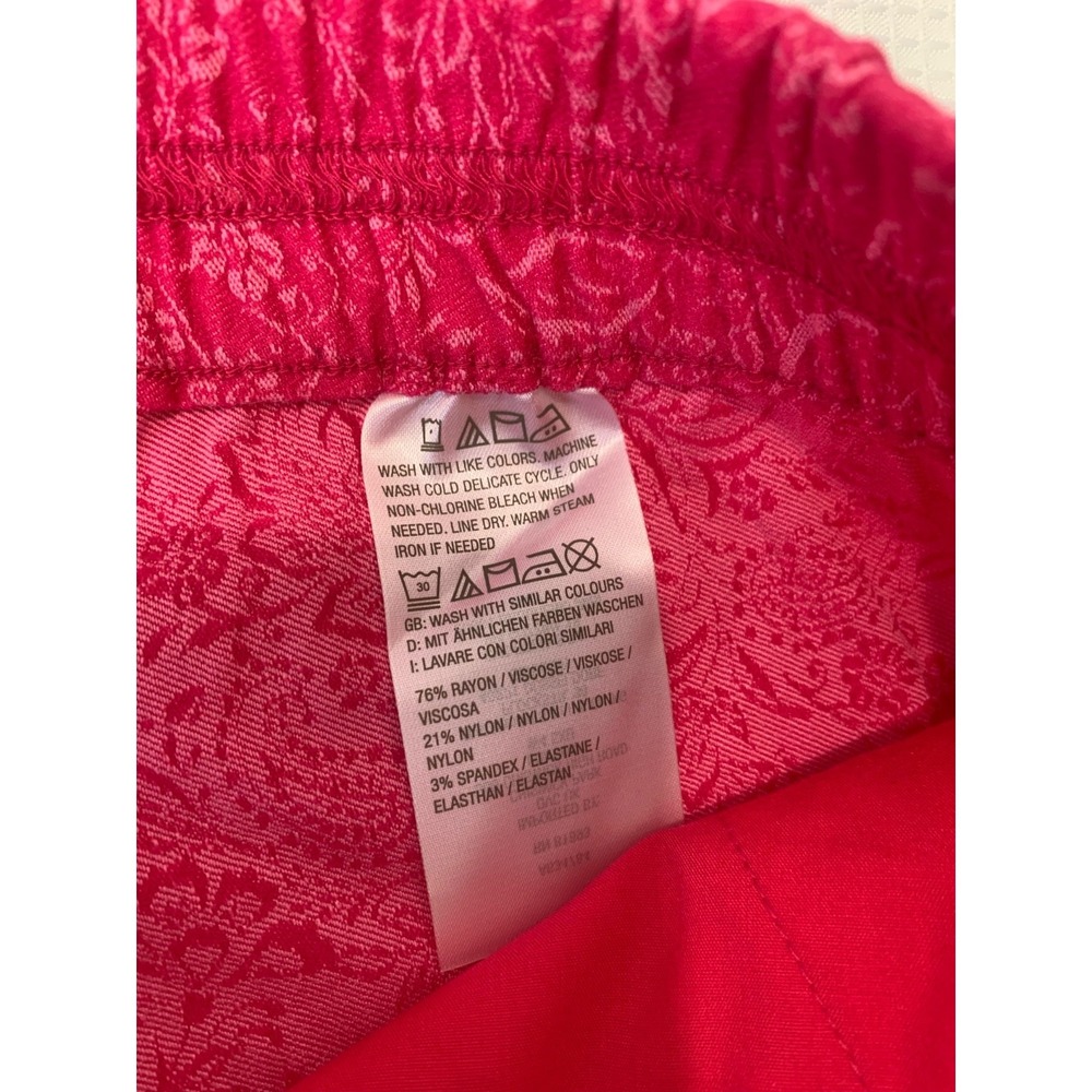 (B-37) Isaac Mizrahi Live QVC Pink Paisley Pull On Pants Women's Size 12 New - Picture 8 of 10